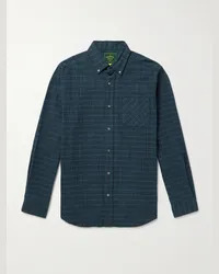 Portuguese Flannel Minerva Hemd aus kariertem Baumwollflanell mit Button-Down-Kragen Blau