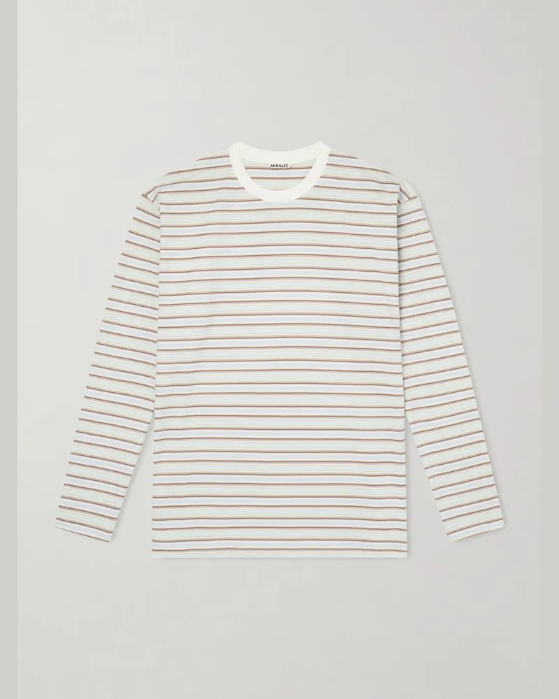AURALEE Striped Cotton-Jersey T-Shirt Multi