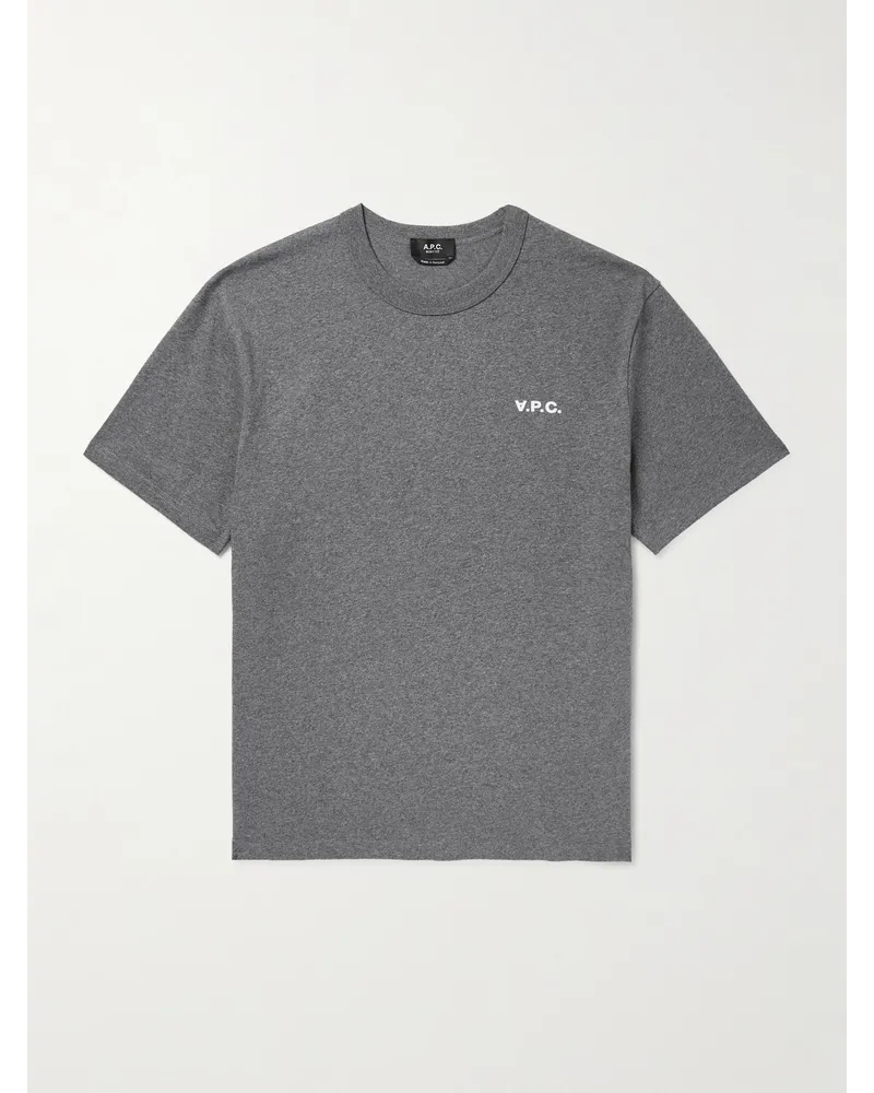 A.P.C. T-Shirt aus Baumwoll-Jersey mit Logoflockdruck Grau