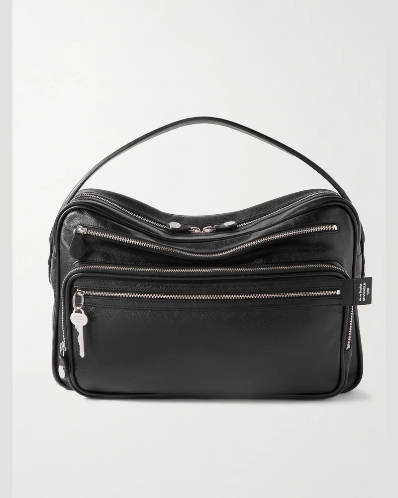 Acne Studios Camero mittelgroße Tote aus strukturiertem Leder mit Verzierung Schwarz