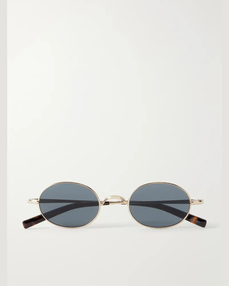 Saint Laurent SL 948 Round-Frame Gold-Tone Titanium and Acetate Sunglasses Gold