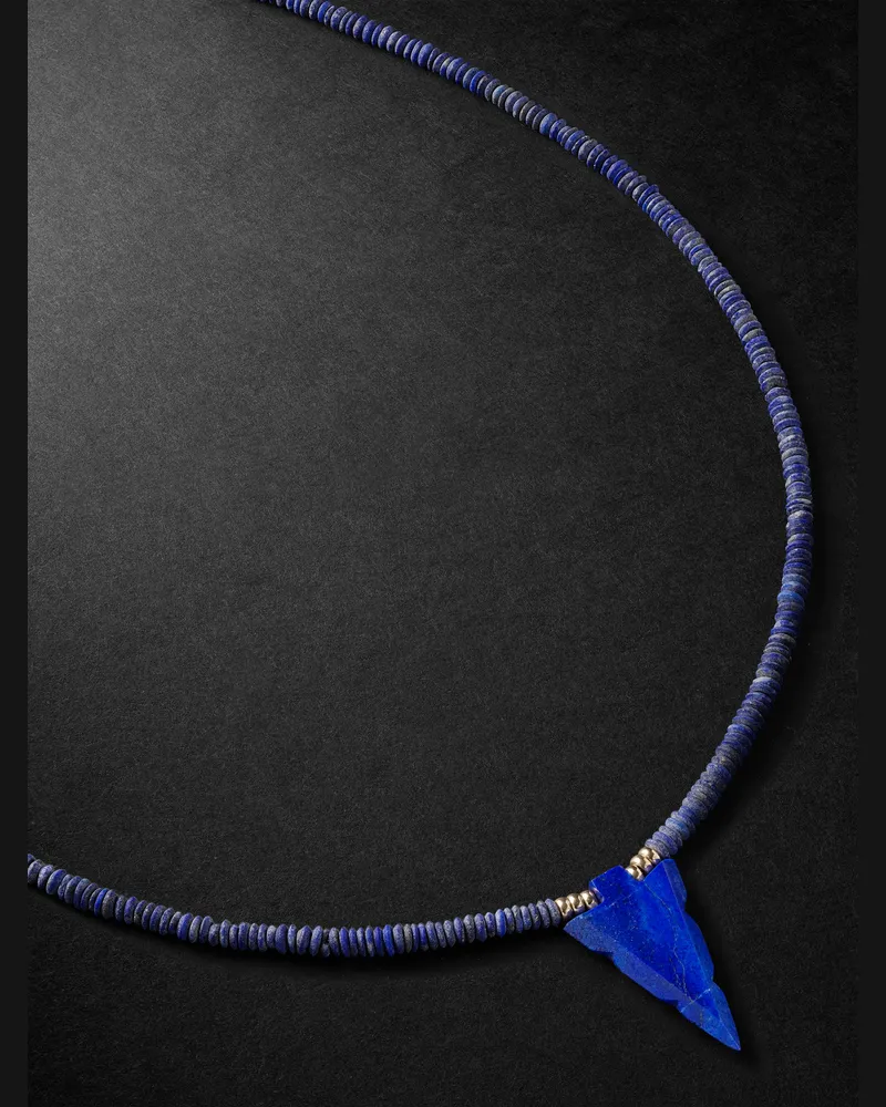 Jacquie Aiche Gold, Lapis Lazuli and Diamond Beaded Necklace Blue