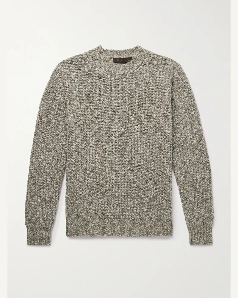 Incotex Zanone Pullover aus gebürsteter Wolle in Rippstrick Grün