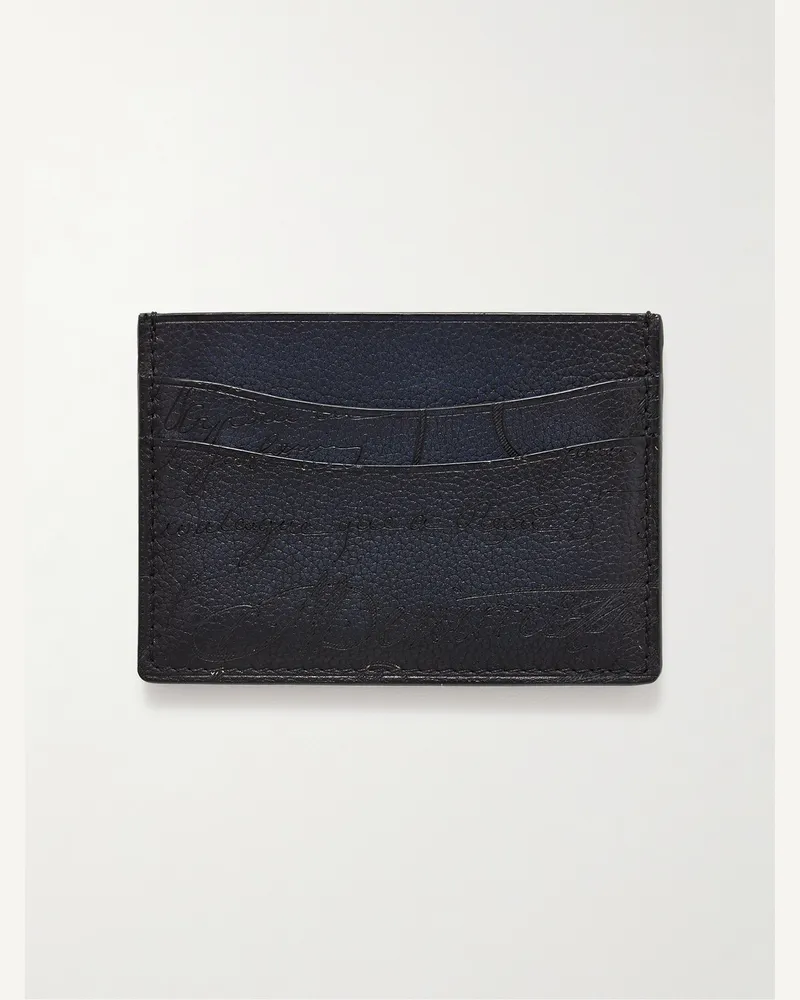 Berluti Bambou Scritto Venezia Softy Full-Grain Leather Cardholder Blue