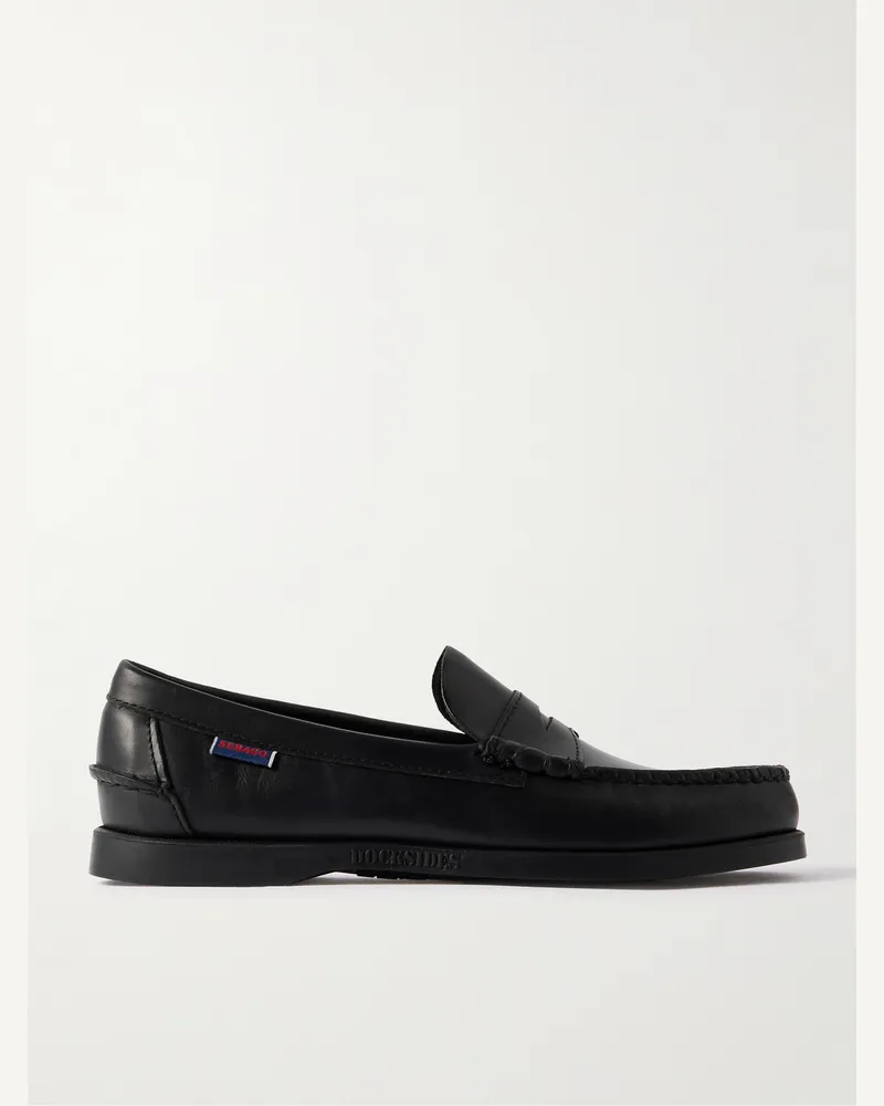 Sebago Dolphin Pennyloafers aus gewachstem Leder Schwarz