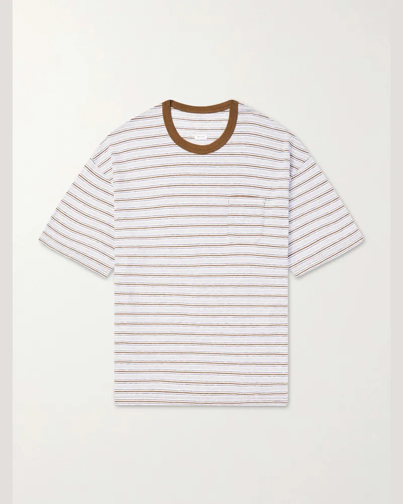 Visvim Striped Wool and Cotton-Blend T-Shirt Brown