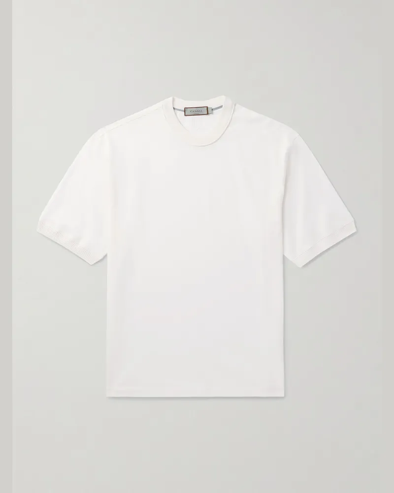 Canali T-Shirt aus Baumwoll-Jersey Weiß