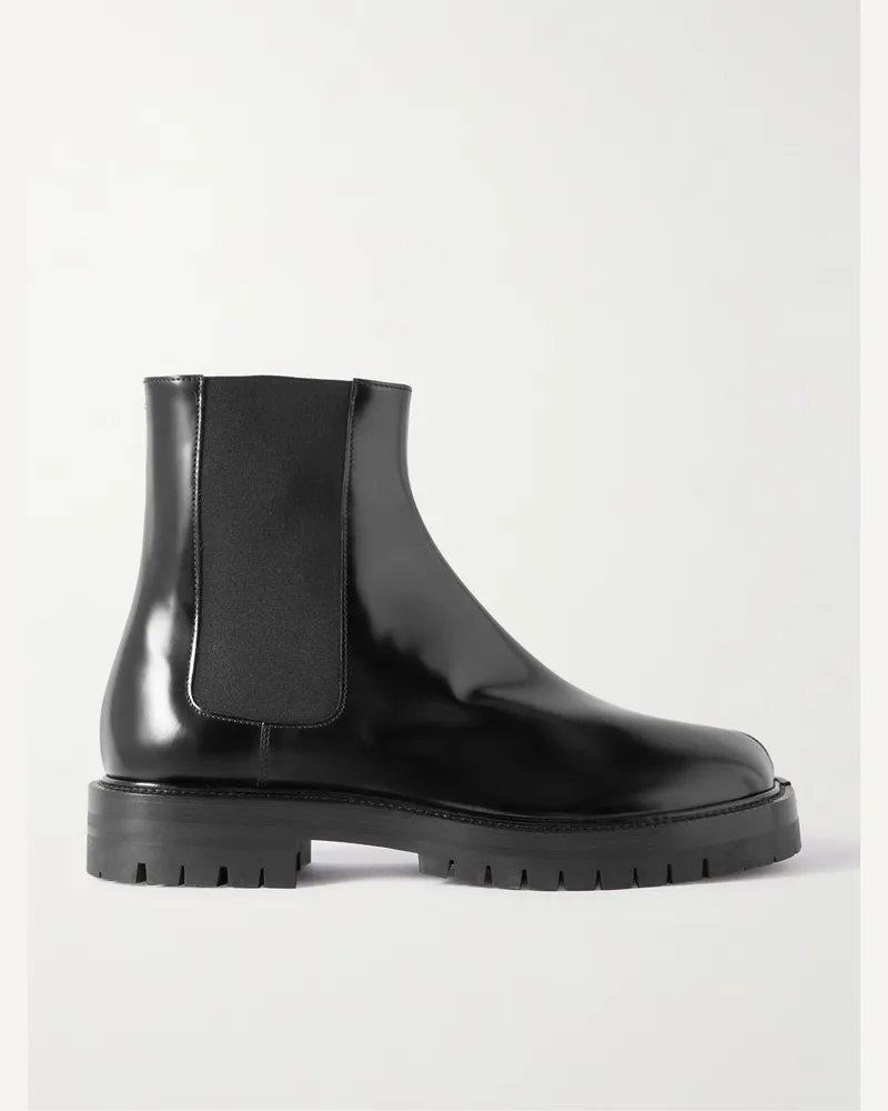 Maison Margiela Tabi Chelsea Boots aus Lackleder Schwarz