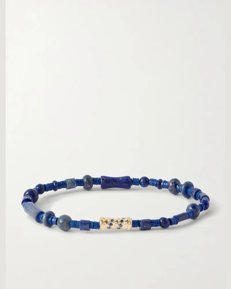 Luis Morais 14-Karat Gold, Sapphire and Lapis Lazuli Beaded Bracelet Blue