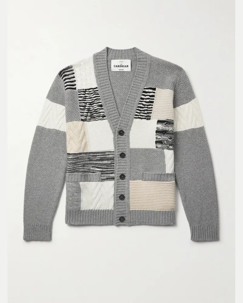 Missoni Patchwork-Cardigan aus Wolle Grau