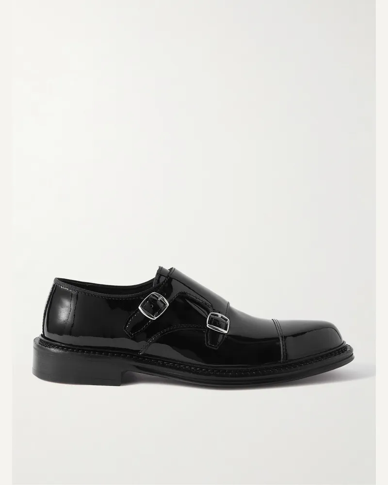 MR P. Patent-Leather Monk-Strap Shoes Black