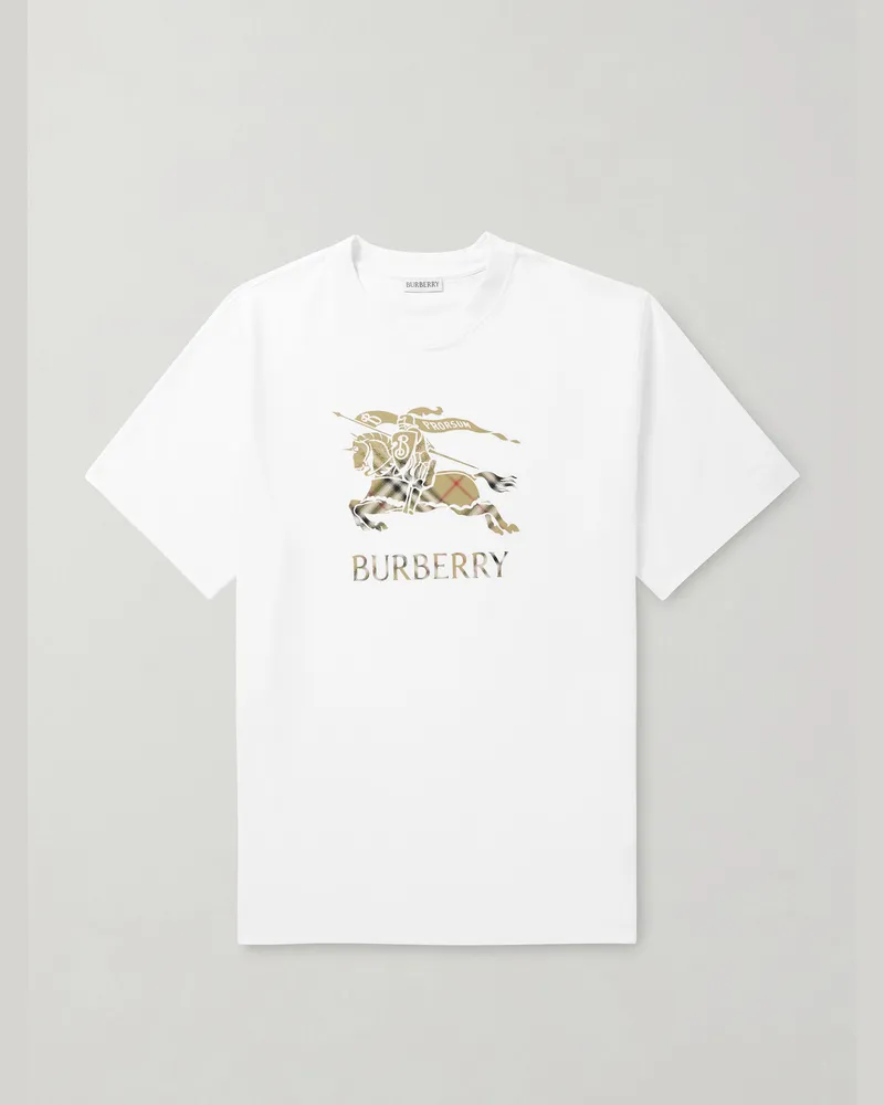 Burberry Logo-Print Cotton-Jersey T-Shirt White