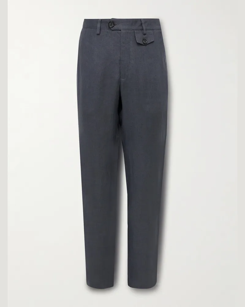Oliver Spencer Fishtail schmal zulaufende Hose aus Leinen Grau