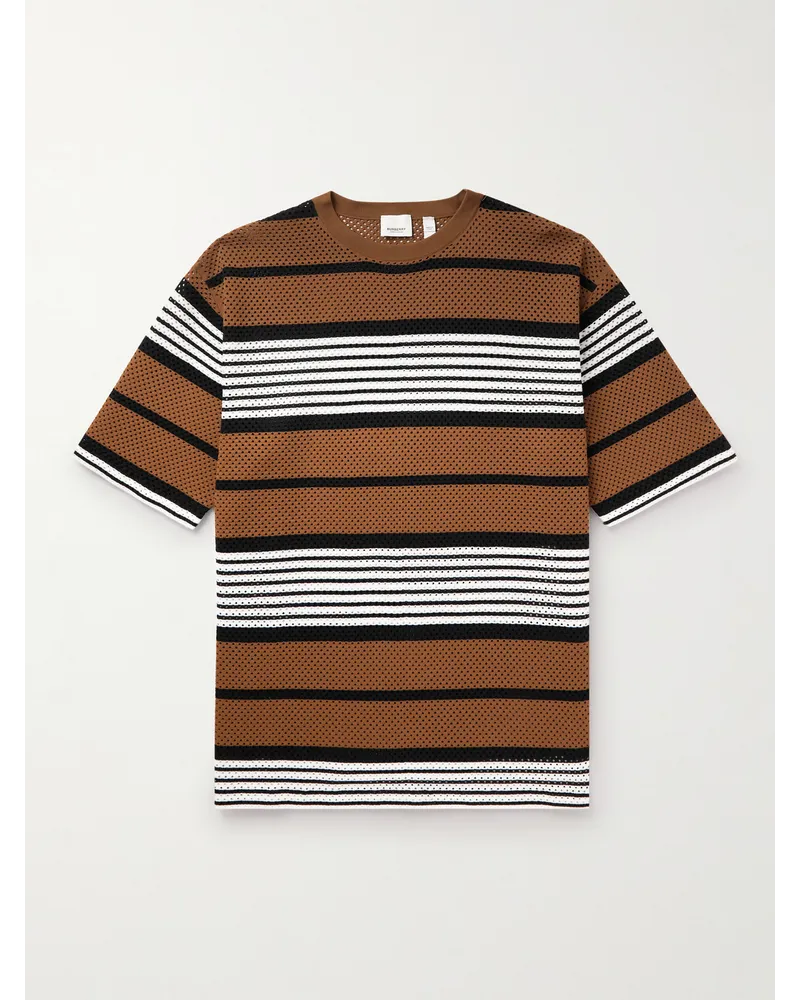 Burberry T-Shirt aus Mesh mit Streifen Braun