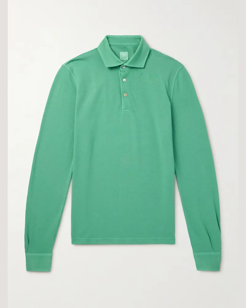 Fedeli Zero Cotton-Piqué Polo Shirt Green