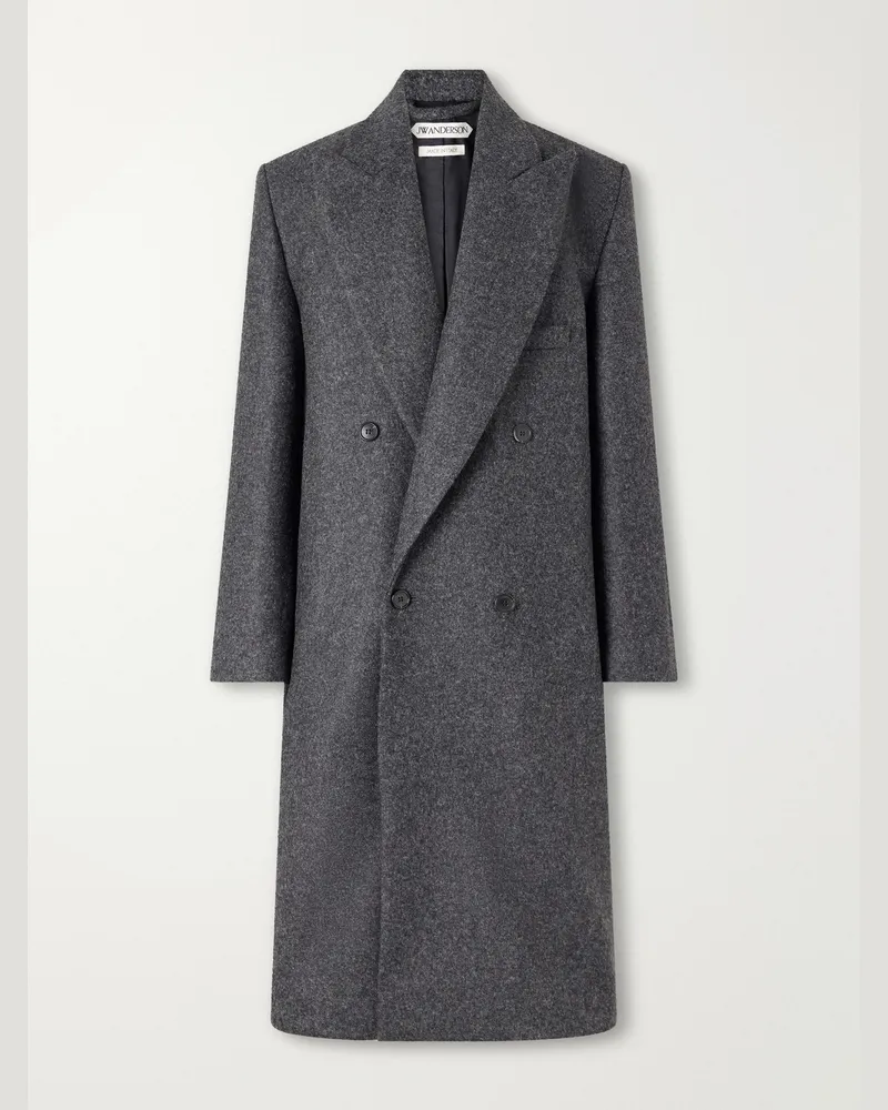 J.W.Anderson Double-Breasted Brushed Wool Coat Gray
