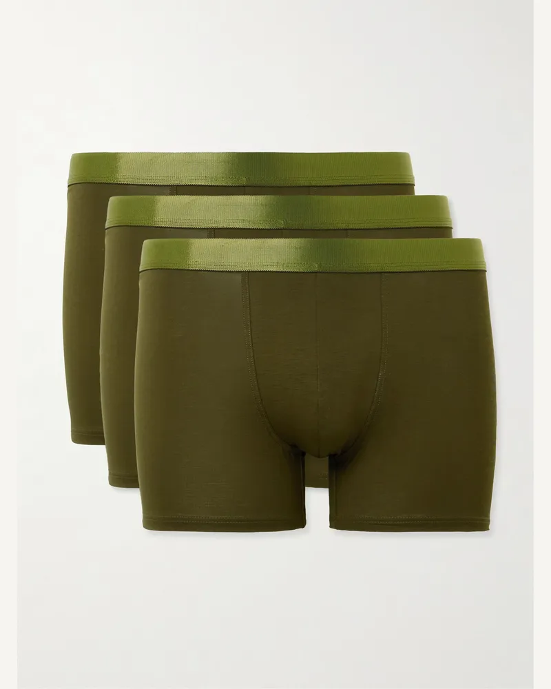 CDLP Set aus drei Retropants aus Stretch-Tencel™-Lyocell Grün