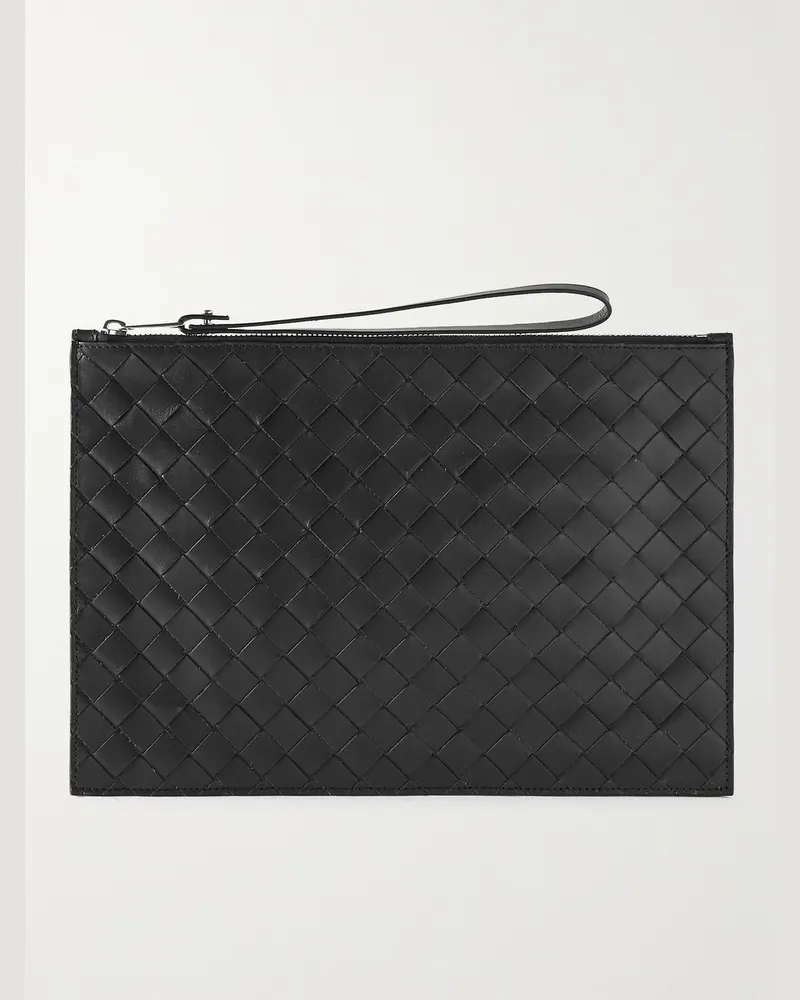 Bottega Veneta Intrecciato Leather Pouch Schwarz