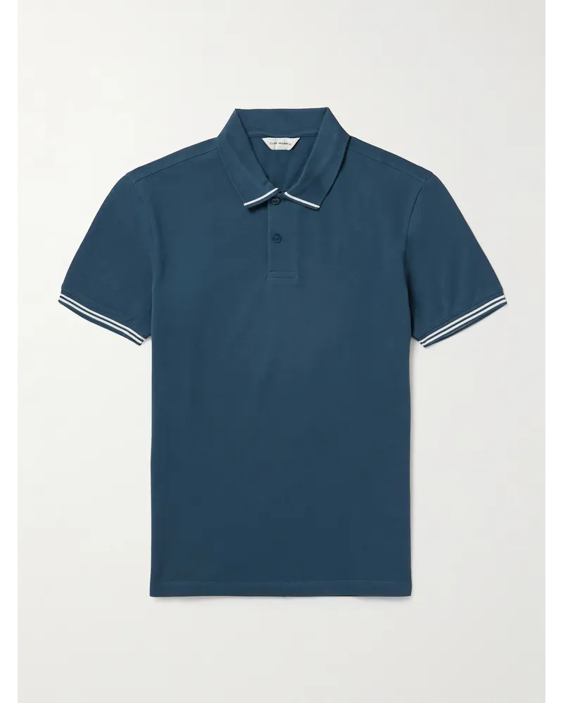 Club Monaco Polohemd aus Stretch-Baumwoll-Piqué mit Streifen Blau