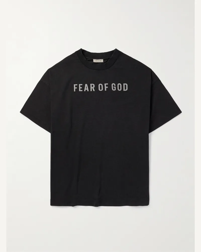 Fear of God Oversized-T-Shirt aus Baumwoll-Jersey mit Logoprint Schwarz