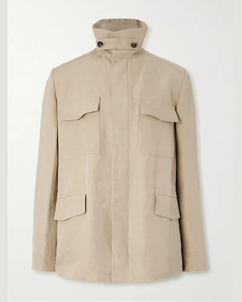 Loro Piana Linen and Silk-Blend Field Jacket Neutrals
