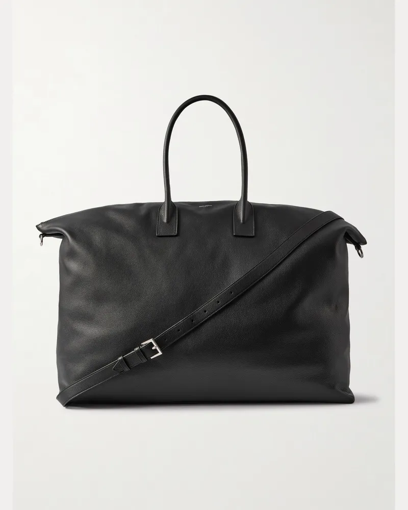 Saint Laurent Bowling Giant Weekender aus vollnarbigem Leder Schwarz