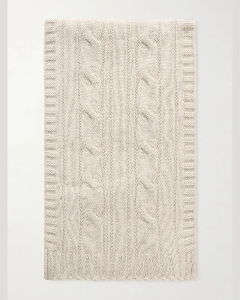 John Smedley Wooton Cable-Knit Recycled-Cashmere and Merino Wool-Blend Scarf Neutrals