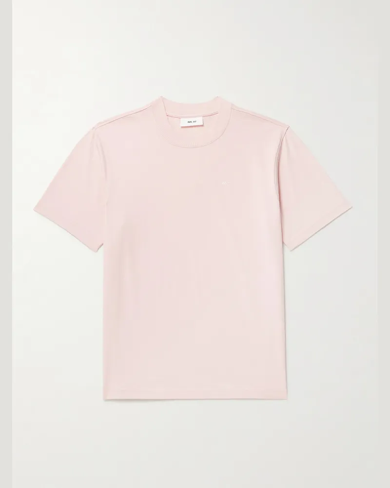 NN 07 Adam 3209 T-Shirt aus Pima-Baumwoll-Jersey mit Logostickerei Pink
