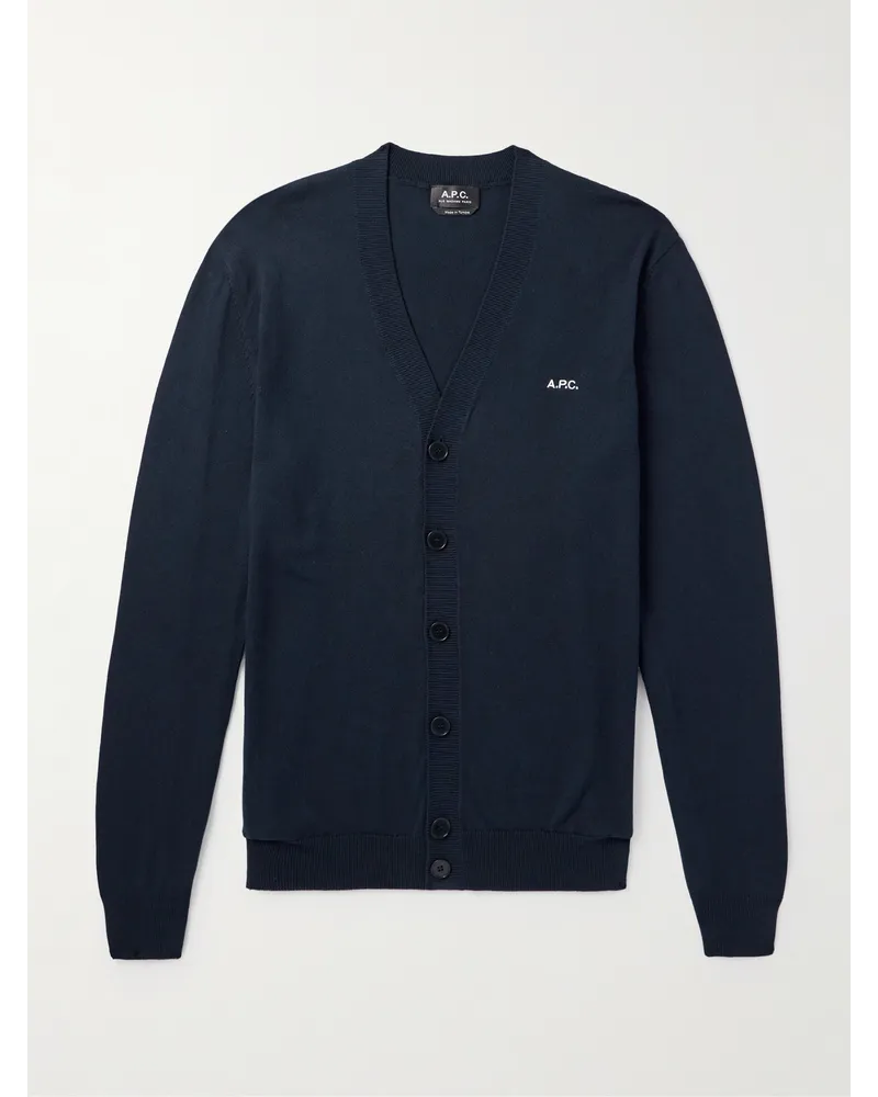 A.P.C. Joseph Cardigan aus Baumwolle mit Logostickerei Blau