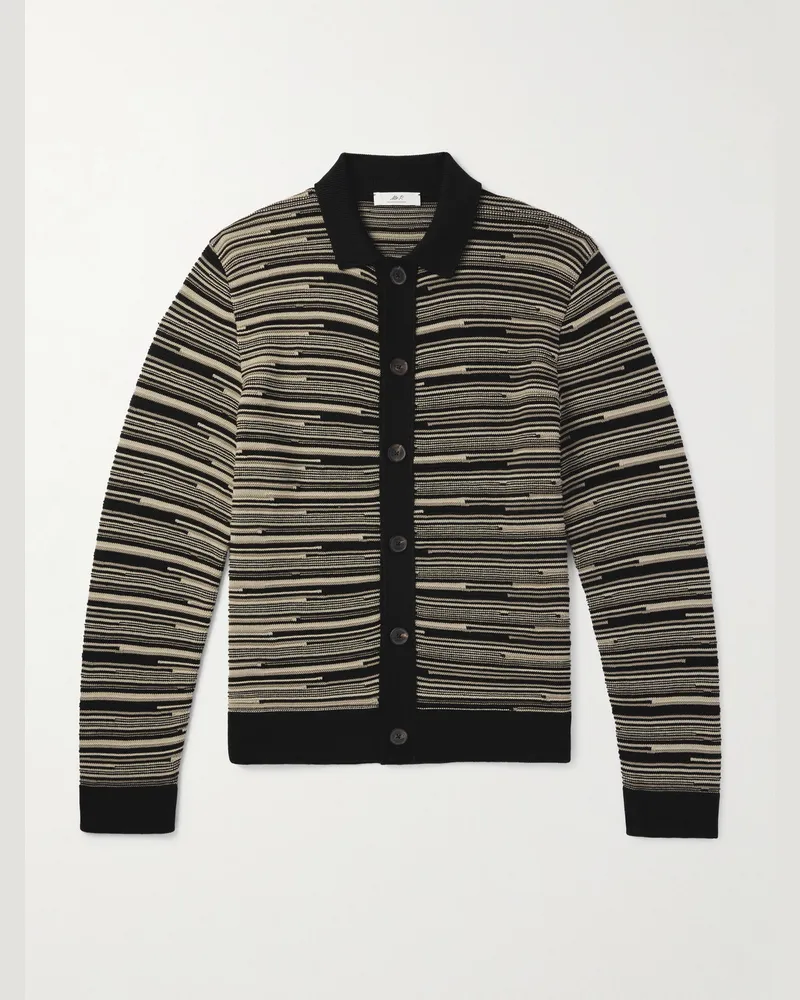 MR P. Gestreifter Cardigan aus Baumwolle Schwarz