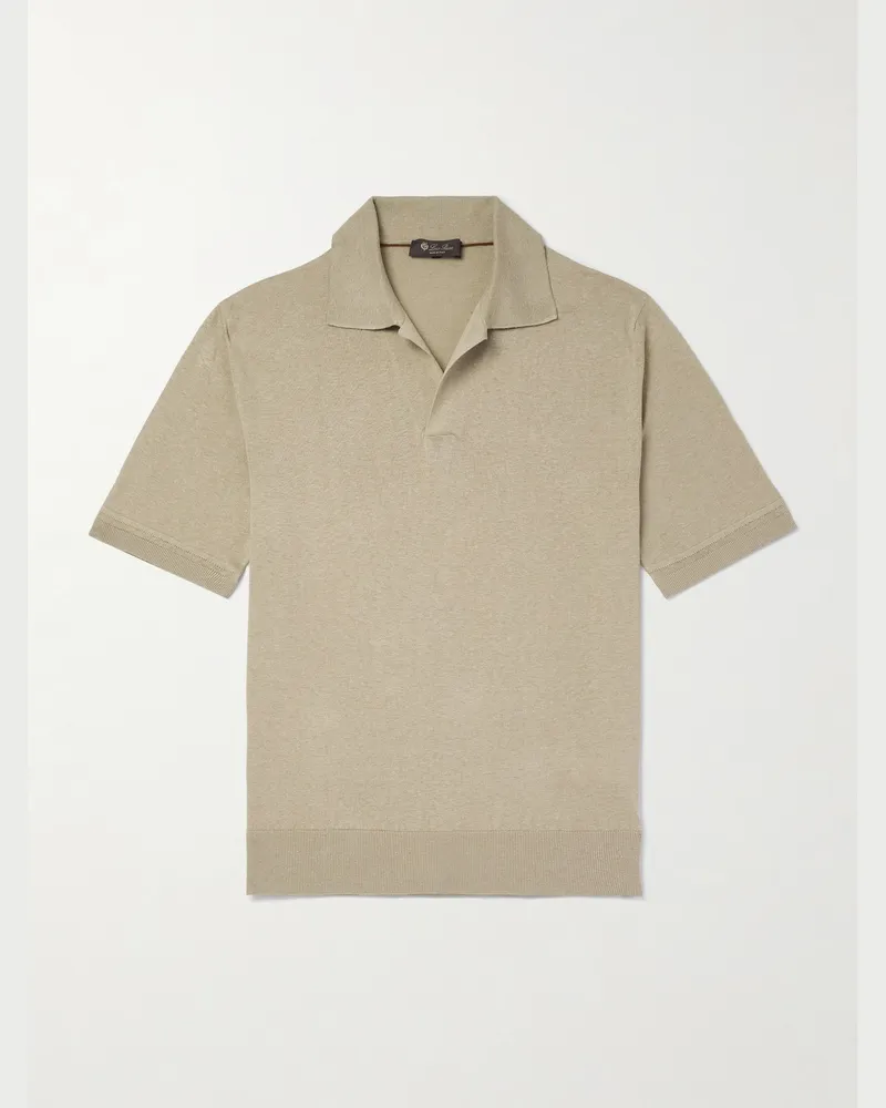 Loro Piana Polohemd aus einer Seiden-Leinenmischung Neutral