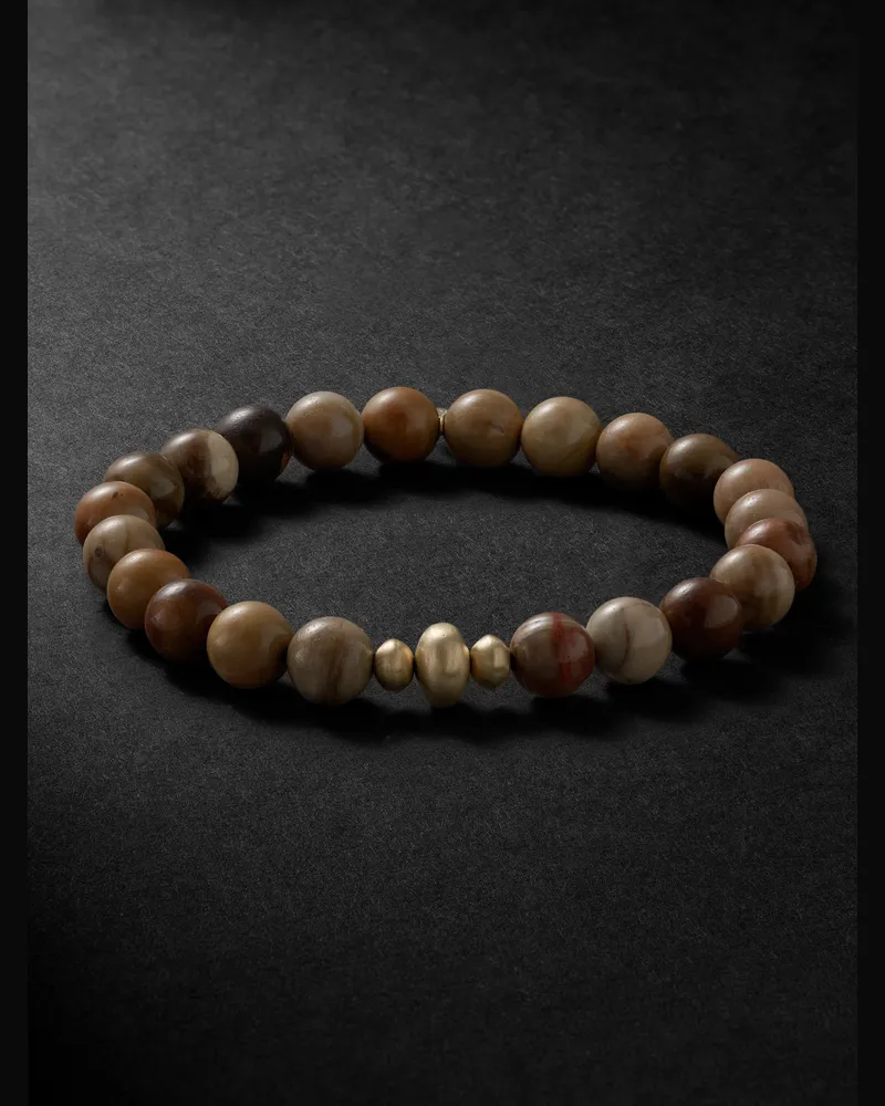 Jacquie Aiche Armband mit Zierperlen aus Holz und 14 Karat Gold Braun