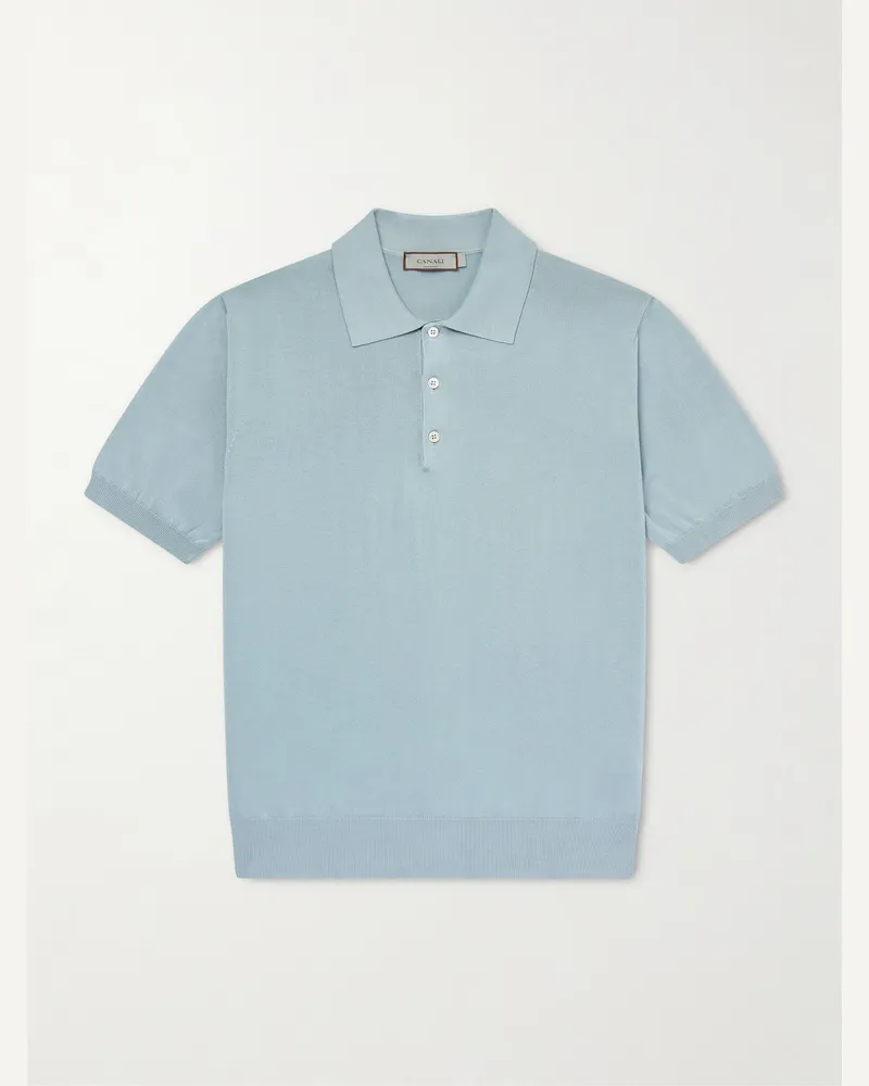 Canali Cotton Polo Shirt Blue