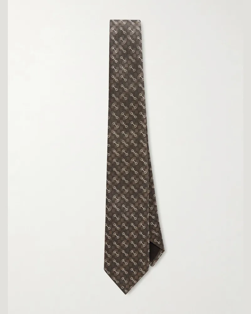 Gucci 7cm Silk-jacquard Tie Brown