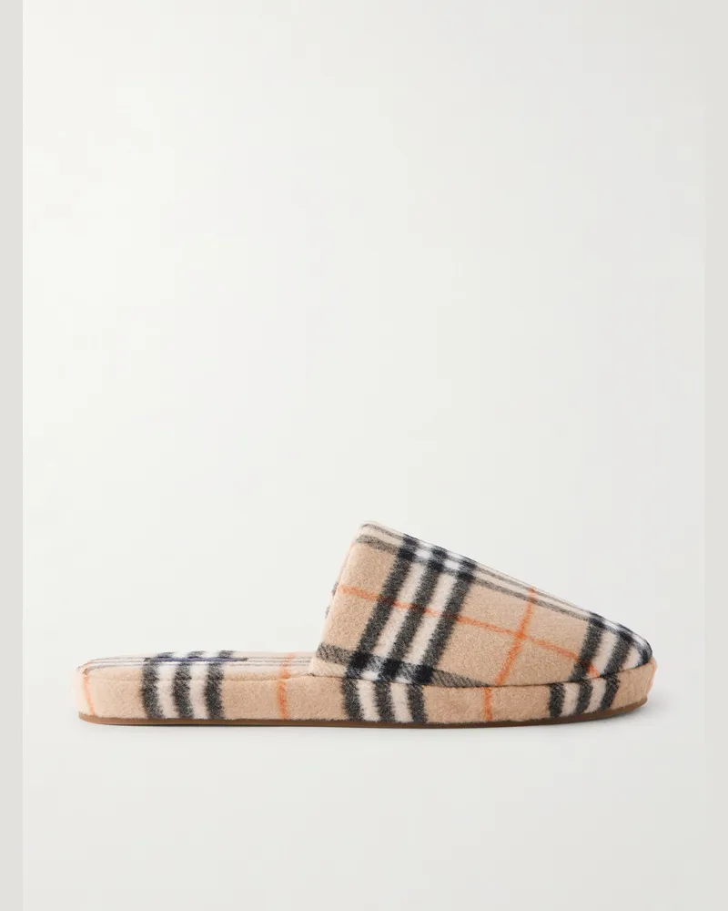 Burberry Slippers aus einer Schurwollmischung mit Karomuster Neutral