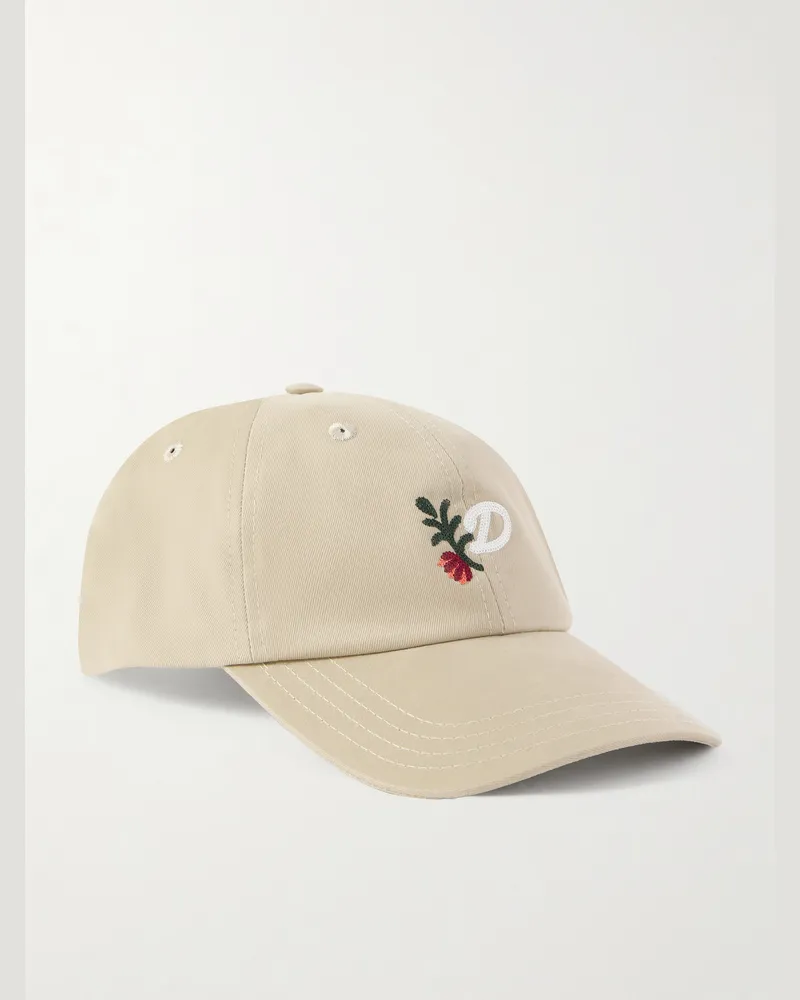 Drake's D Flower Embroidered Cotton-Twill Baseball Cap Neutrals
