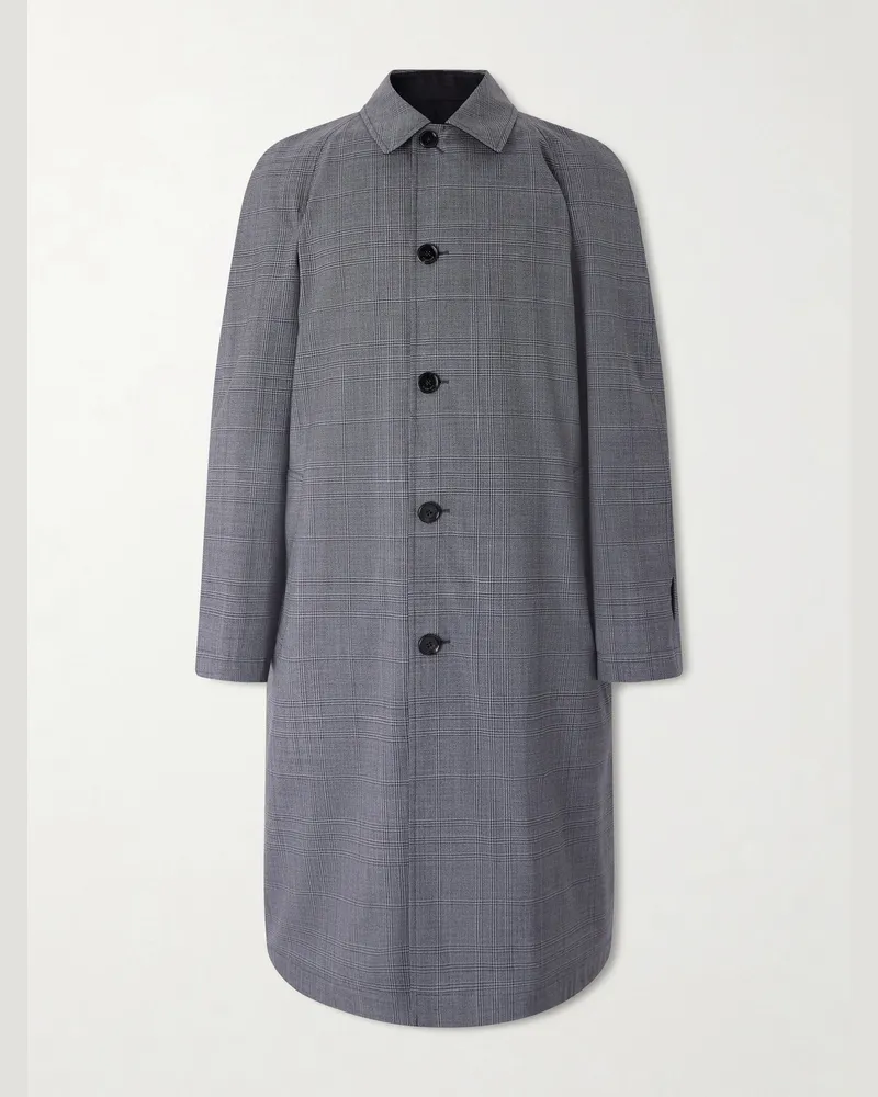 Burberry Prince of Wales Checked Virgin Wool Car Coat Gray