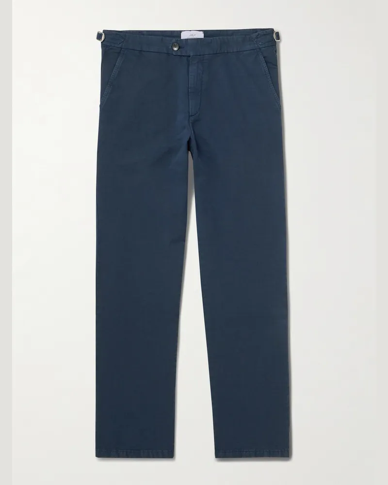 MR P. Mike Straight-Leg Organic Cotton and Linen-Blend Twill Trousers Blue