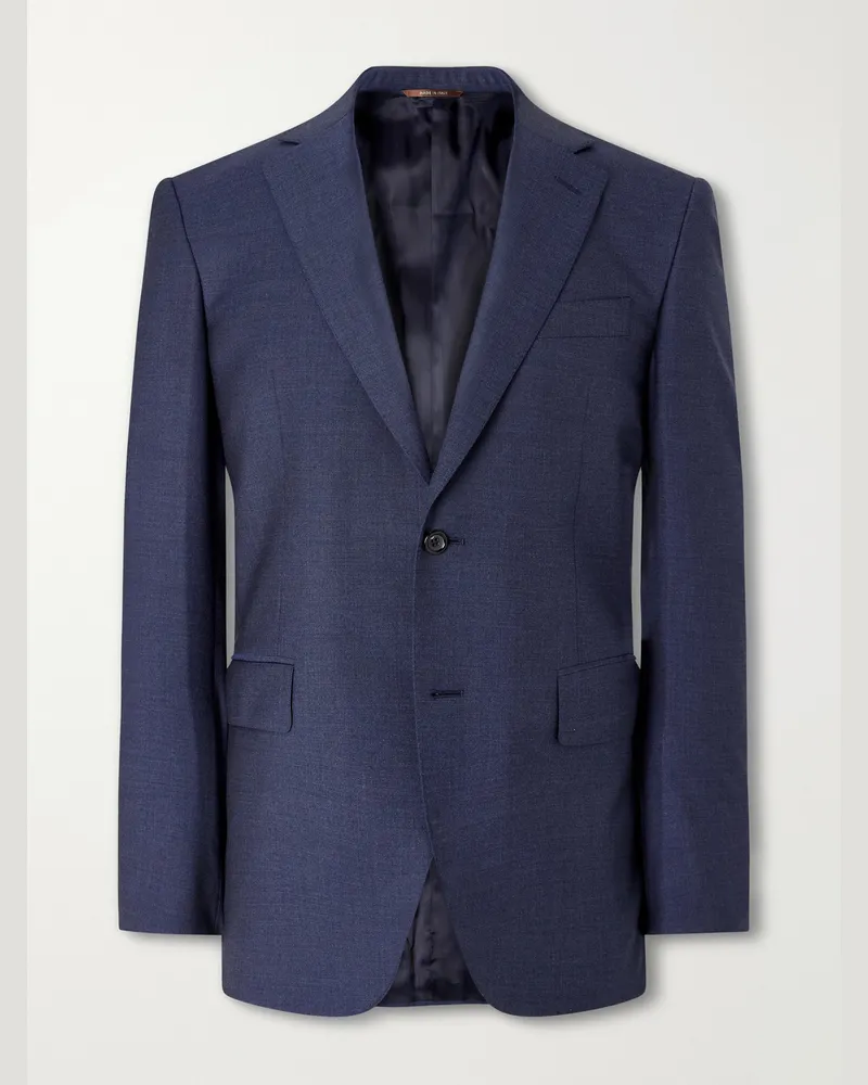 Canali Impeccabile Wool-Fresco Suit Jacket Blue