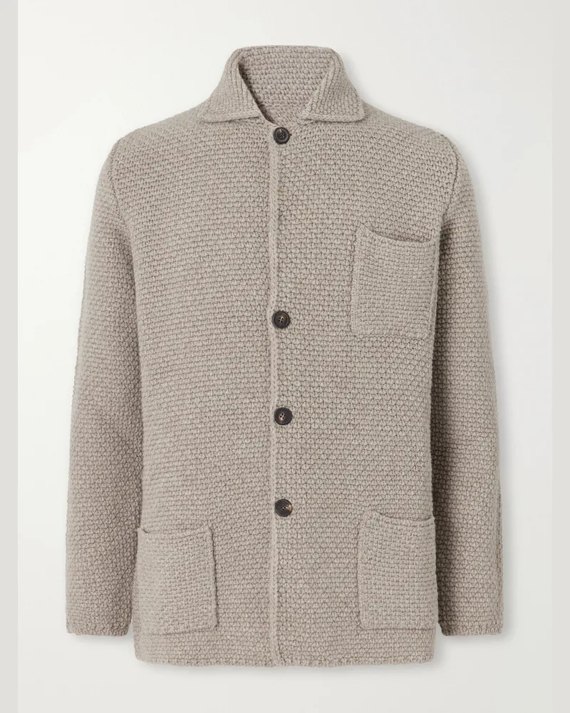Anderson & Sheppard Merino Wool and Cashmere-Blend Cardigan Gray