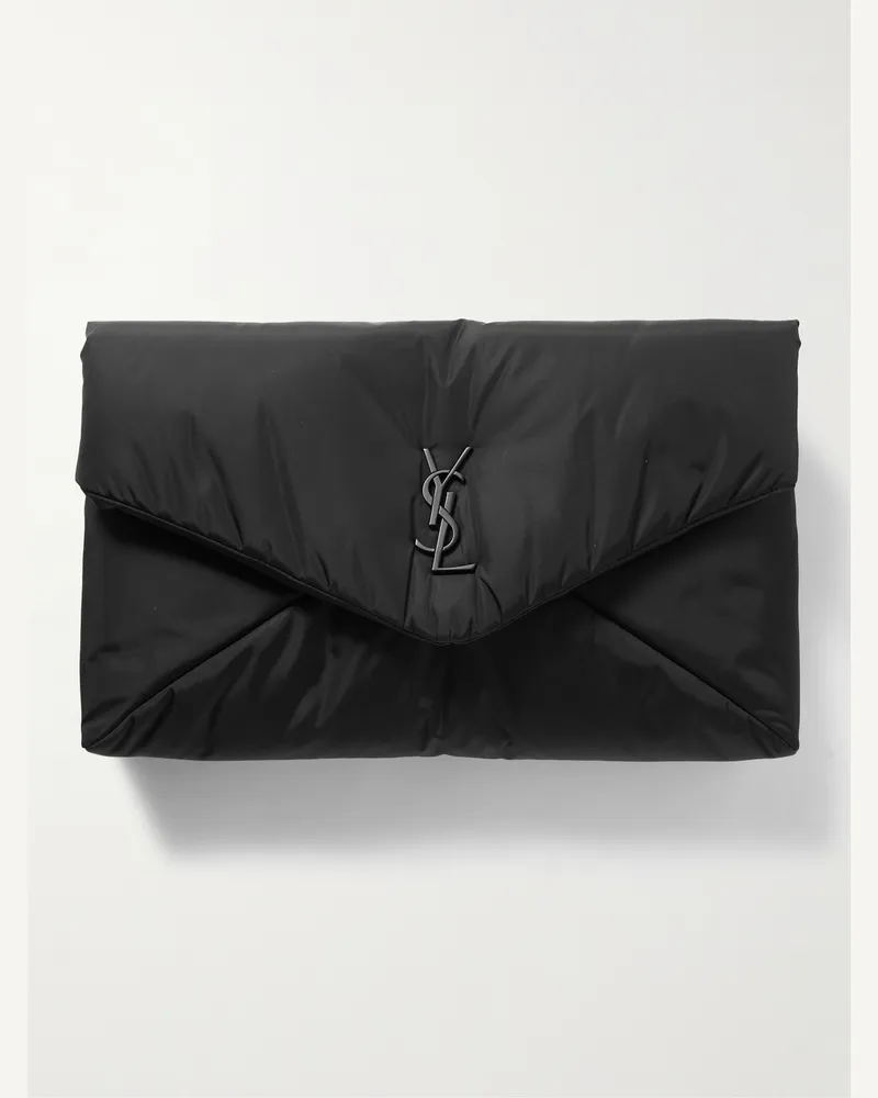 Saint Laurent Cassandre kleine Tasche aus wattiertem Shell mit Logoapplikation Schwarz