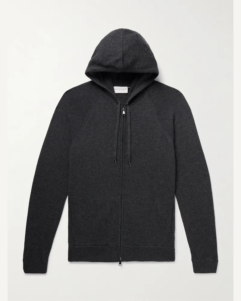 Derek Rose Finley Kapuzenjacke aus Kaschmir mit Reißverschluss Schwarz