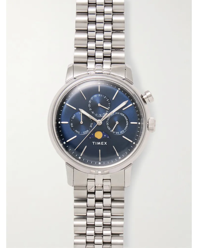 Timex Marlin® Moon Phase 40 mm Uhr aus Edelstahl Silber