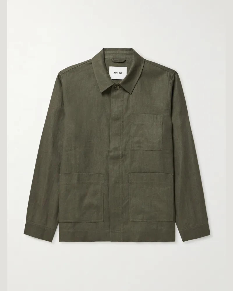 NN 07 Olav 1454 Hemdjacke aus Leinen Grün