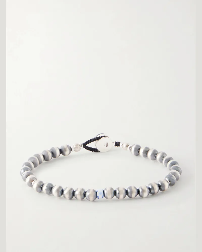 Mikia Circle5 Sterling Silver Multi-Stone Beaded Bracelet Silver