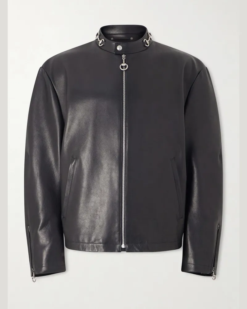 Gucci Horsebit-Embellished Leather Bomber Jacket Black