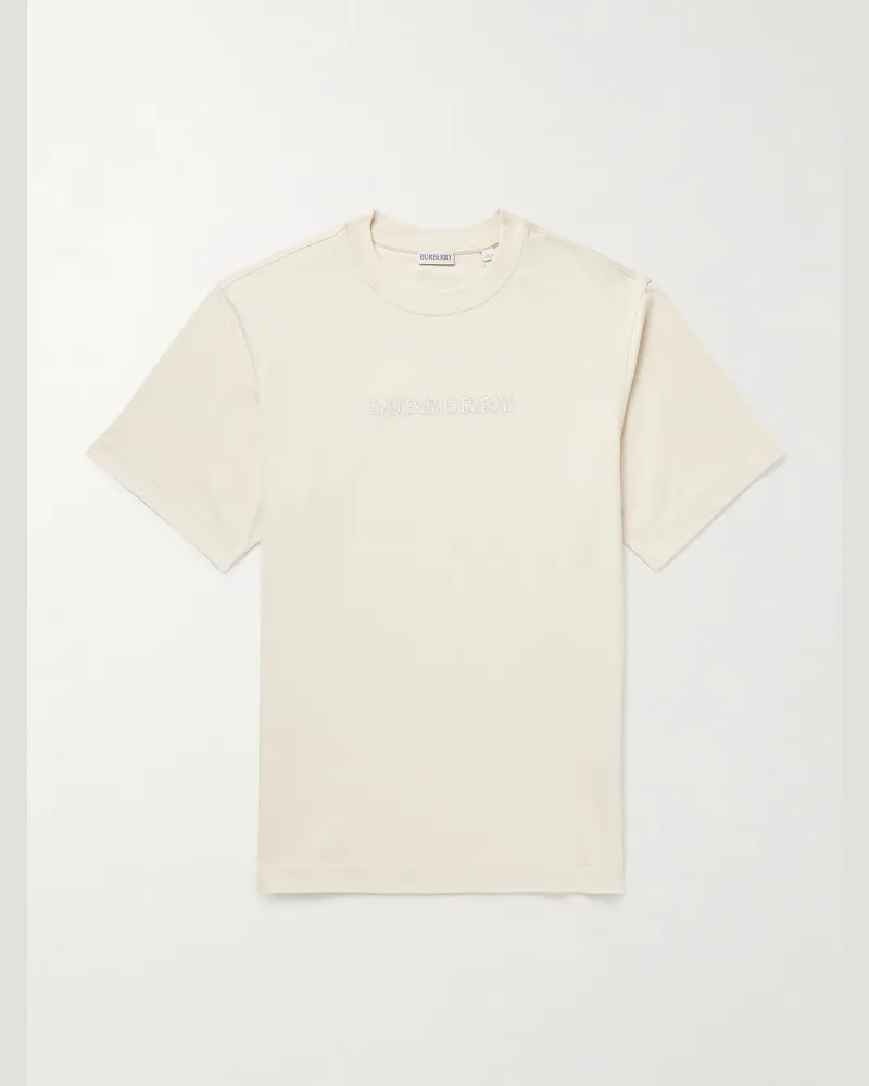 Burberry T-Shirt aus Baumwoll-Jersey mit Logoapplikation Neutral