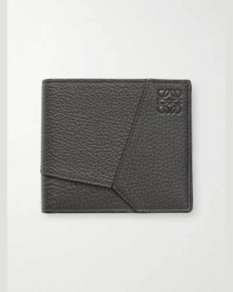 Loewe Puzzle Edge Panelled Full-Grain Leather Bifold Wallet Gray