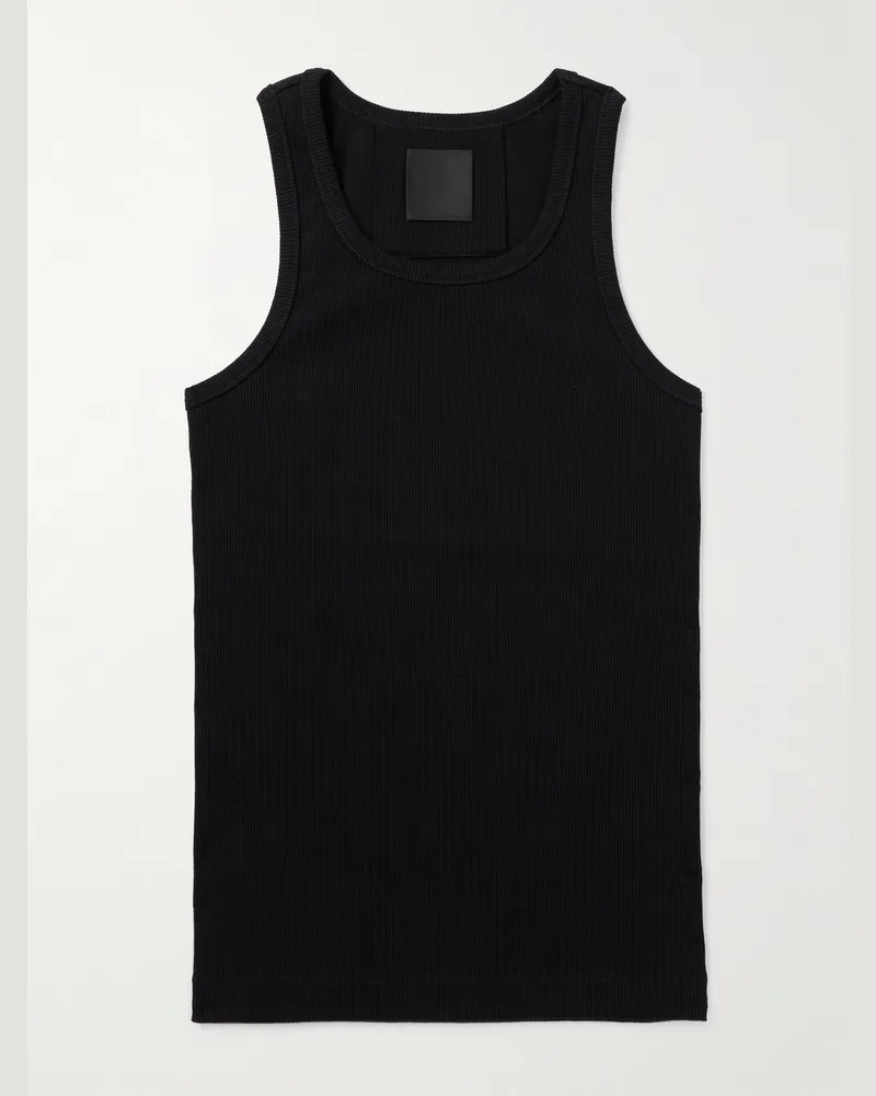 Givenchy Schmal geschnittenes Tanktop aus gerippter Stretch-Baumwolle Schwarz