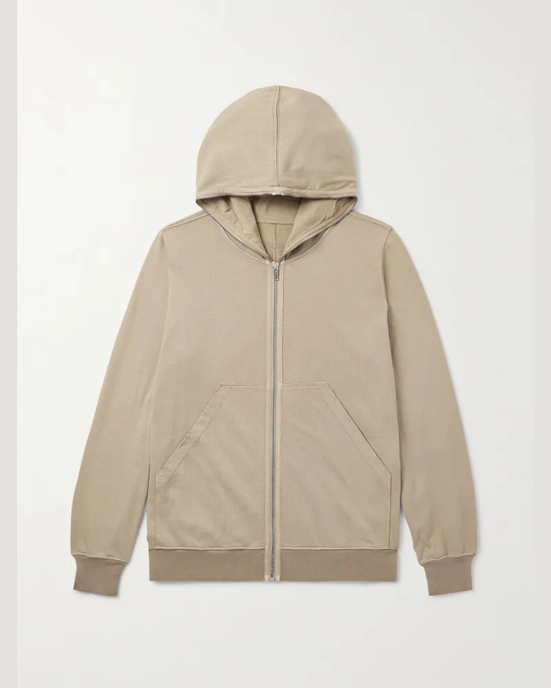 DRKSHDW by Rick Owens Cotton-Jersey Zip-Up Hoodie Neutrals